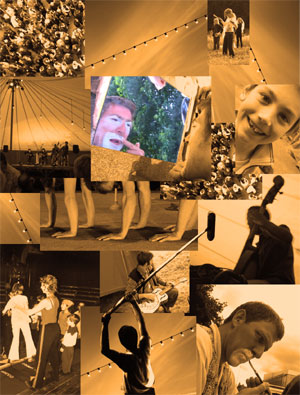 Panneau de photographies montrant des activités du spactacle